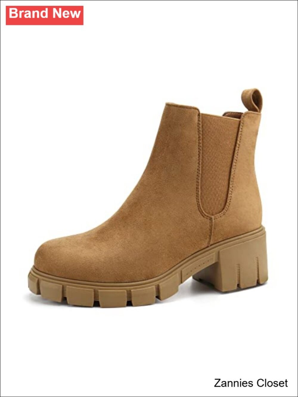 ✨ Platform Chelsea Ankle Boots Chunky Heel Round Toe Faux Leather Women's